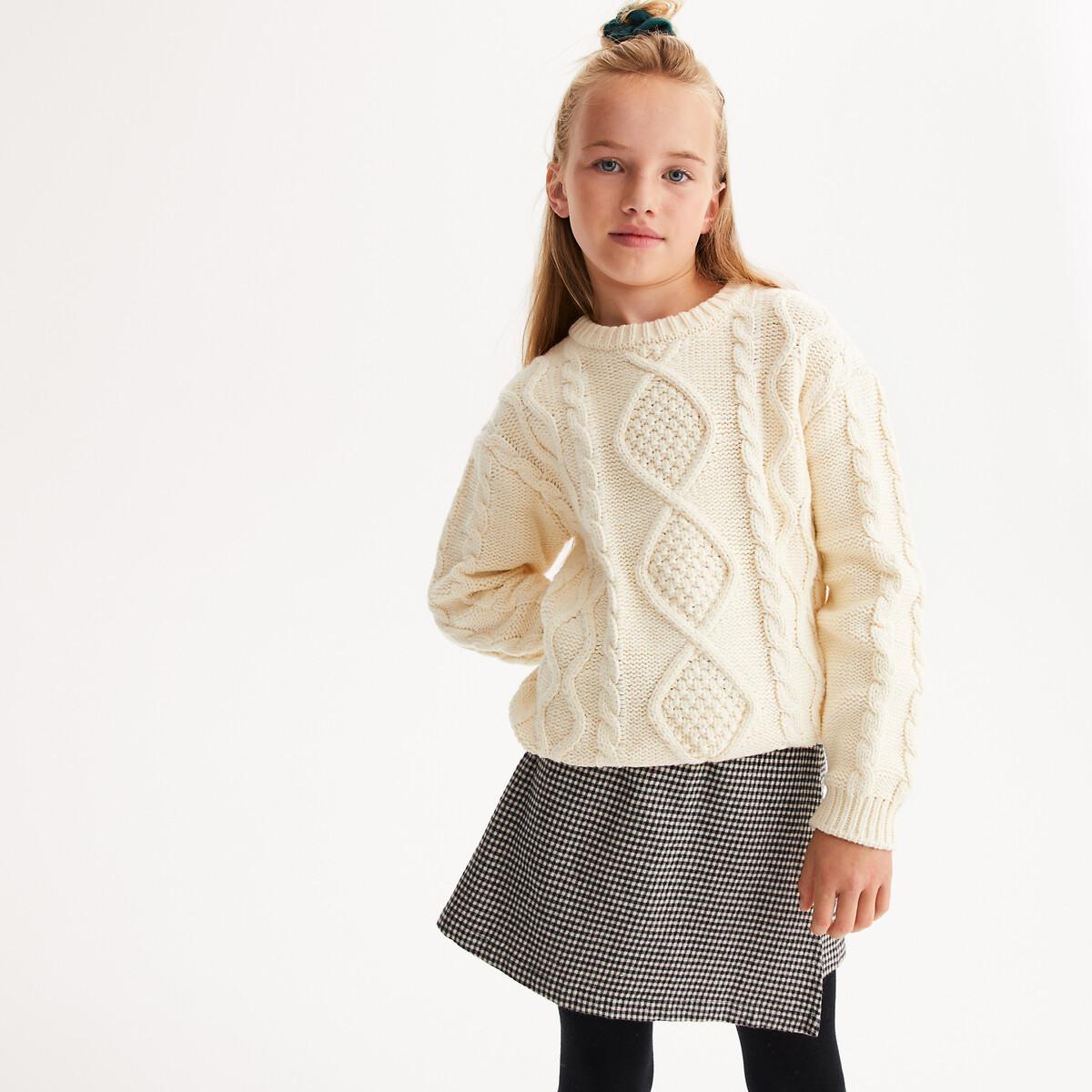 La Redoute Collections  Grobstrickpullover mit rundem Ausschnitt und Zopfmuster 