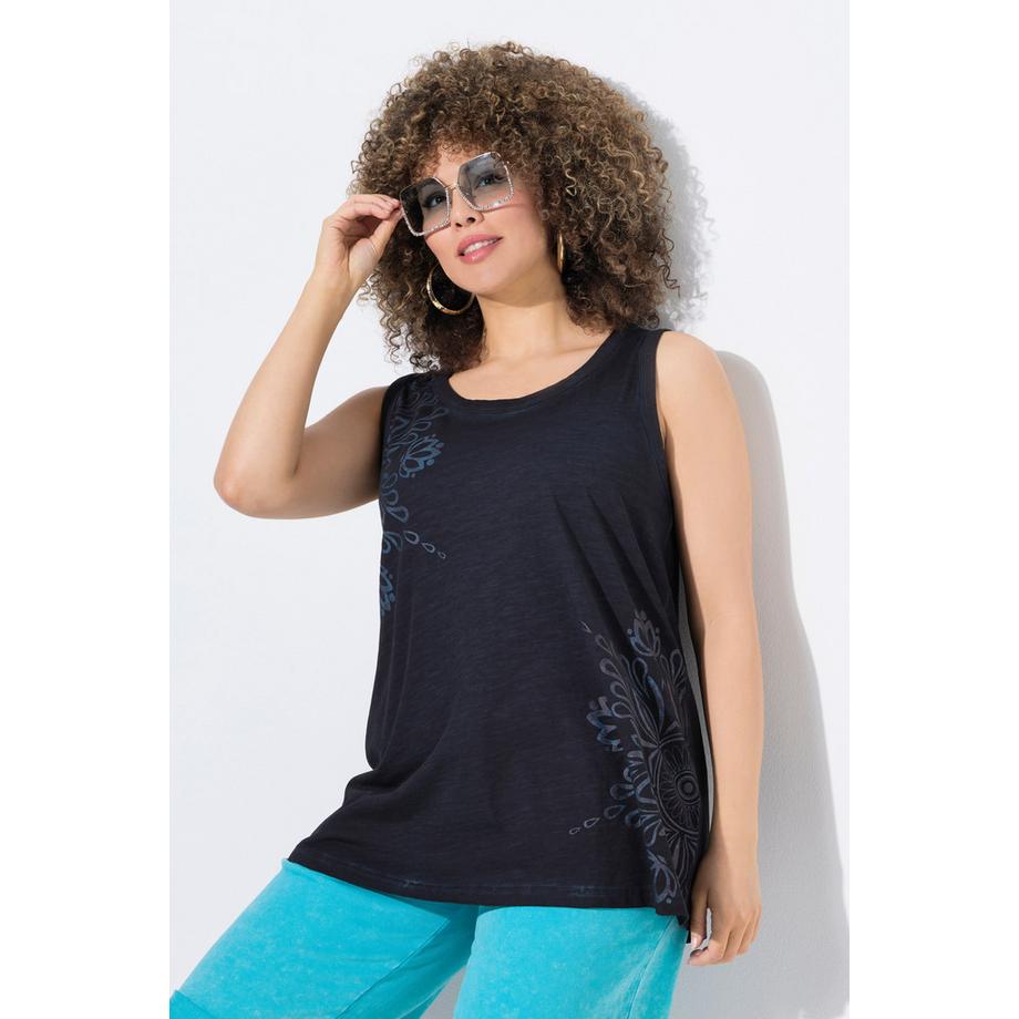 Ulla Popken Mandalas Top Scollo Rotondo Senza Maniche Taglio Svasato  