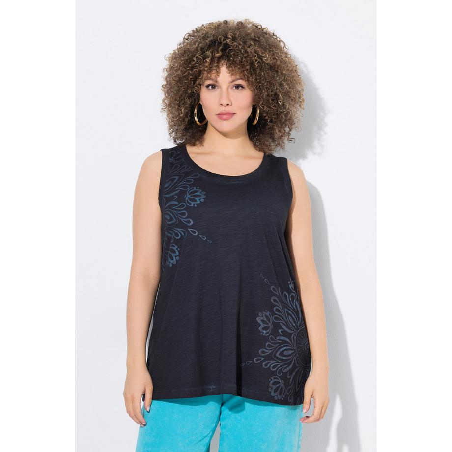 Ulla Popken Mandalas Top Scollo Rotondo Senza Maniche Taglio Svasato  