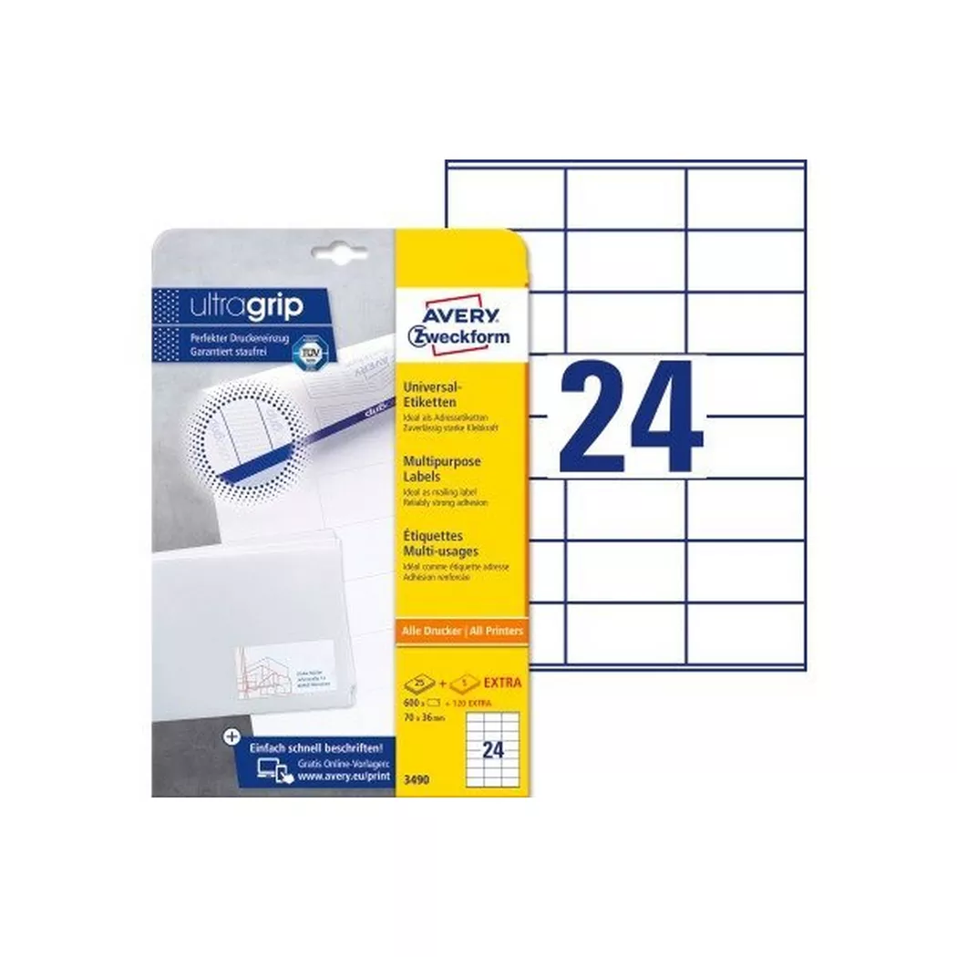 Avery-Zweckform – AVERY ZWECKFORM Universal-Etiketten 70x36mm, 720 Stk., One Size, Weiss