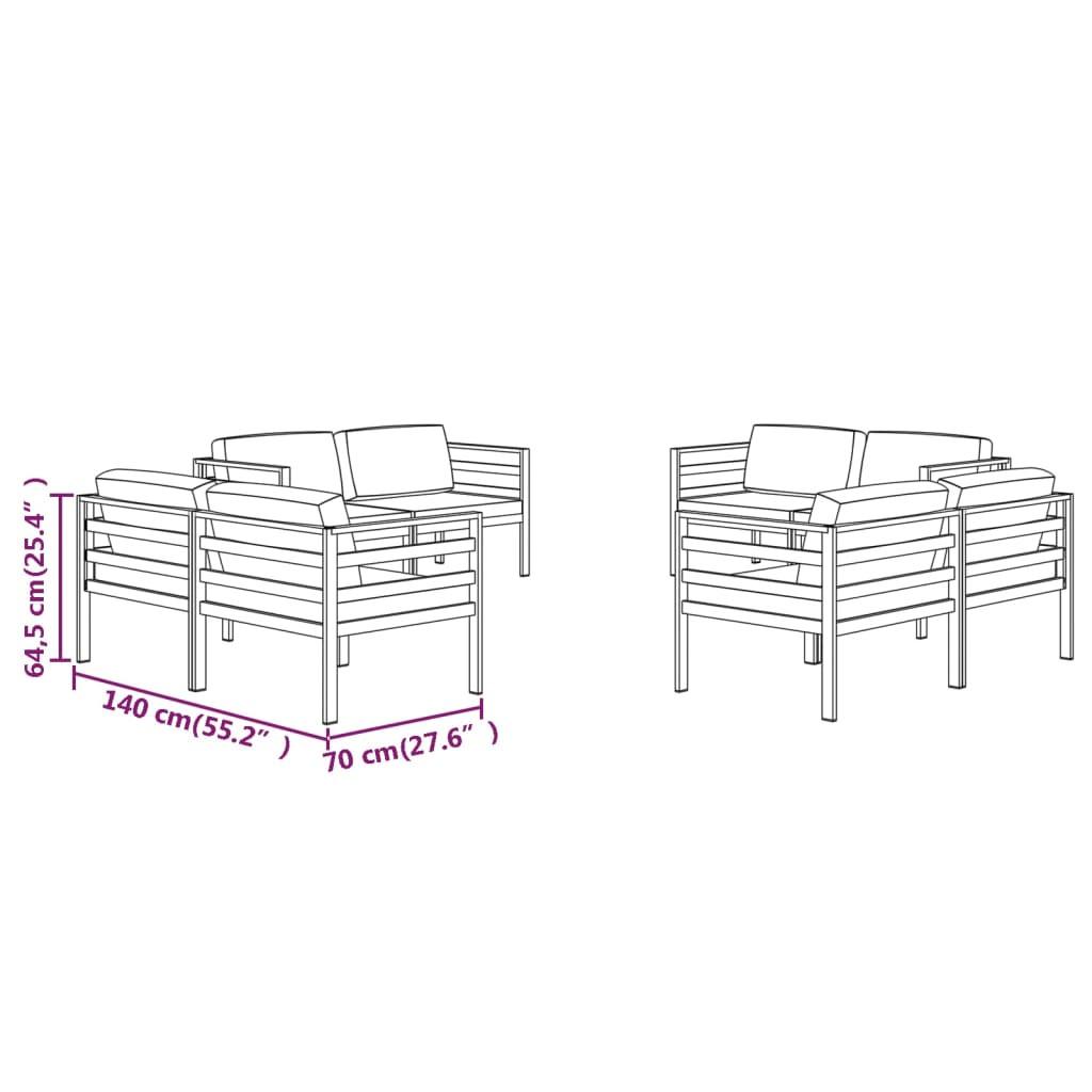 VidaXL Salon de jardin aluminium  