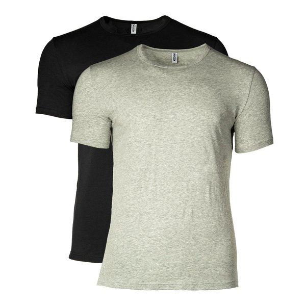 Image of T-shirt 2er Pack Figurbetont Herren Mediumgrau XXL
