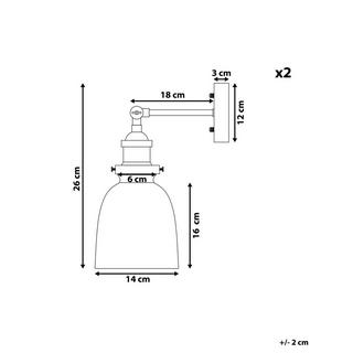 Beliani Set mit 2 Lampen aus Metall Modern LOVAT  