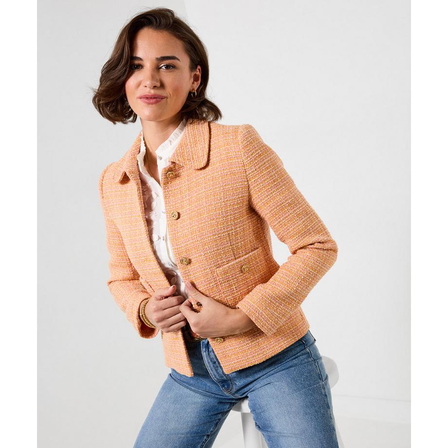 Veste bouclé courte coupe carrée
