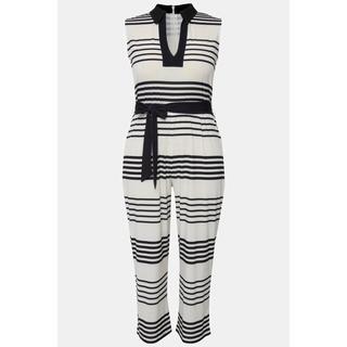 Ulla Popken  Jumpsuit, Streifen, Hemdkragen, weites Bein, ärmellos 