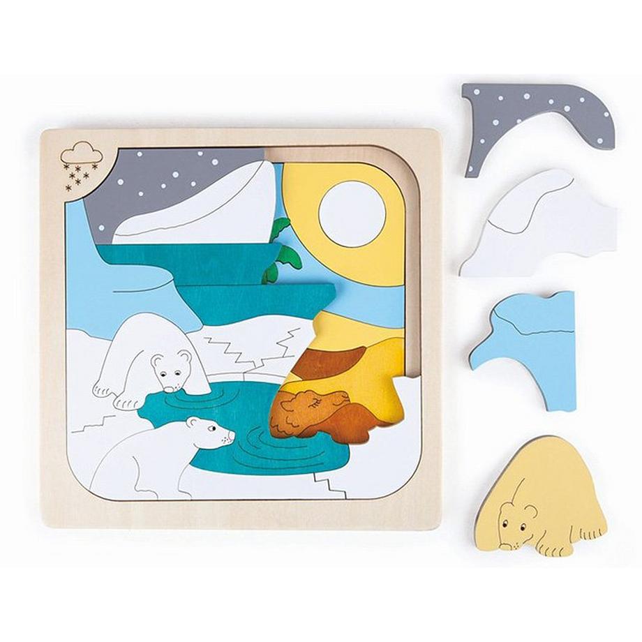 Hape  Puzzle Eiskalt & Affenhitze (34Teile) 