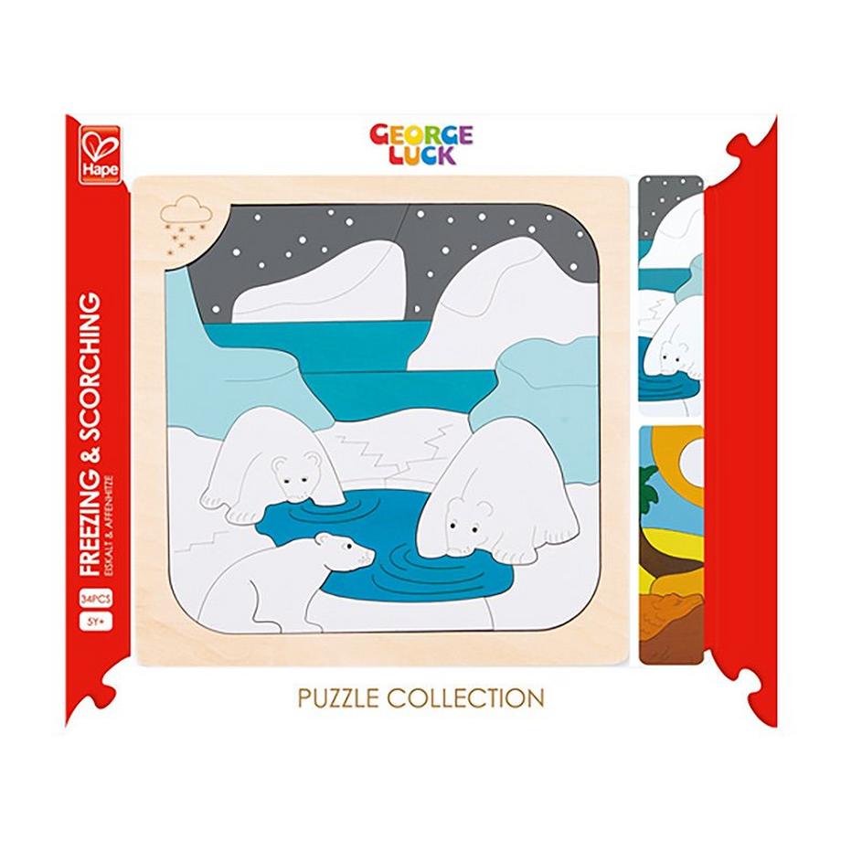 Hape  Puzzle Eiskalt & Affenhitze (34Teile) 