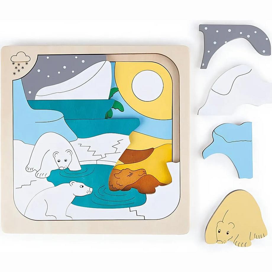 Hape  Puzzle Eiskalt & Affenhitze (34Teile) 