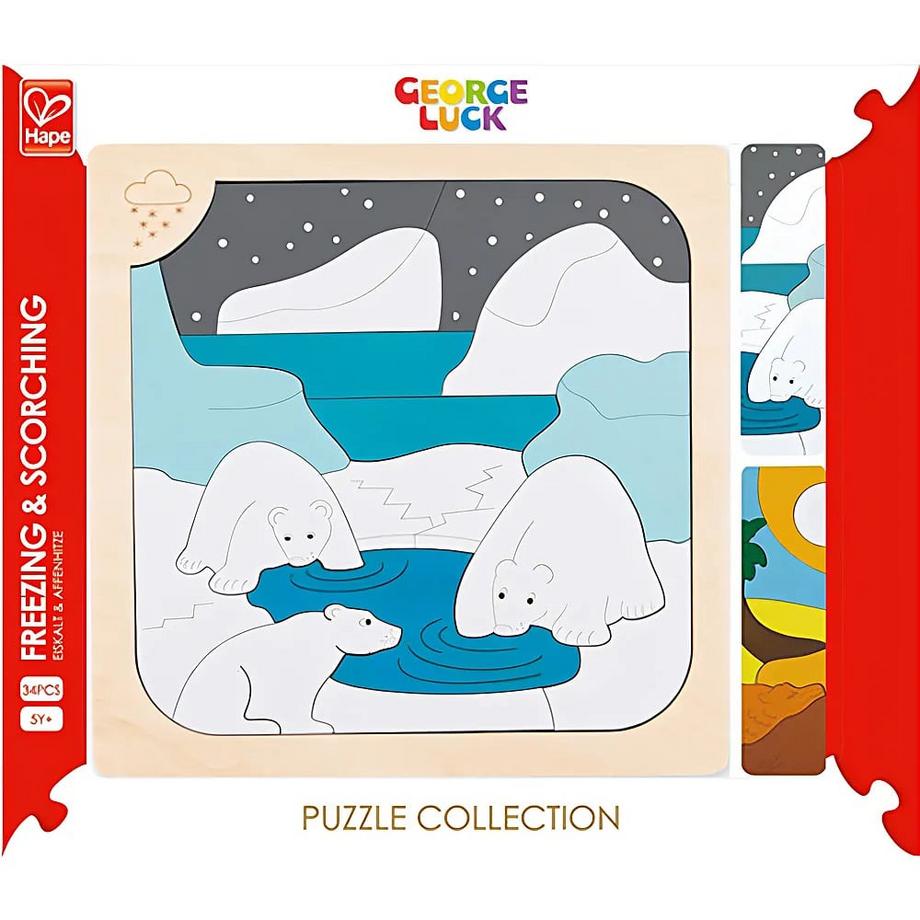 Hape  Puzzle Eiskalt & Affenhitze (34Teile) 