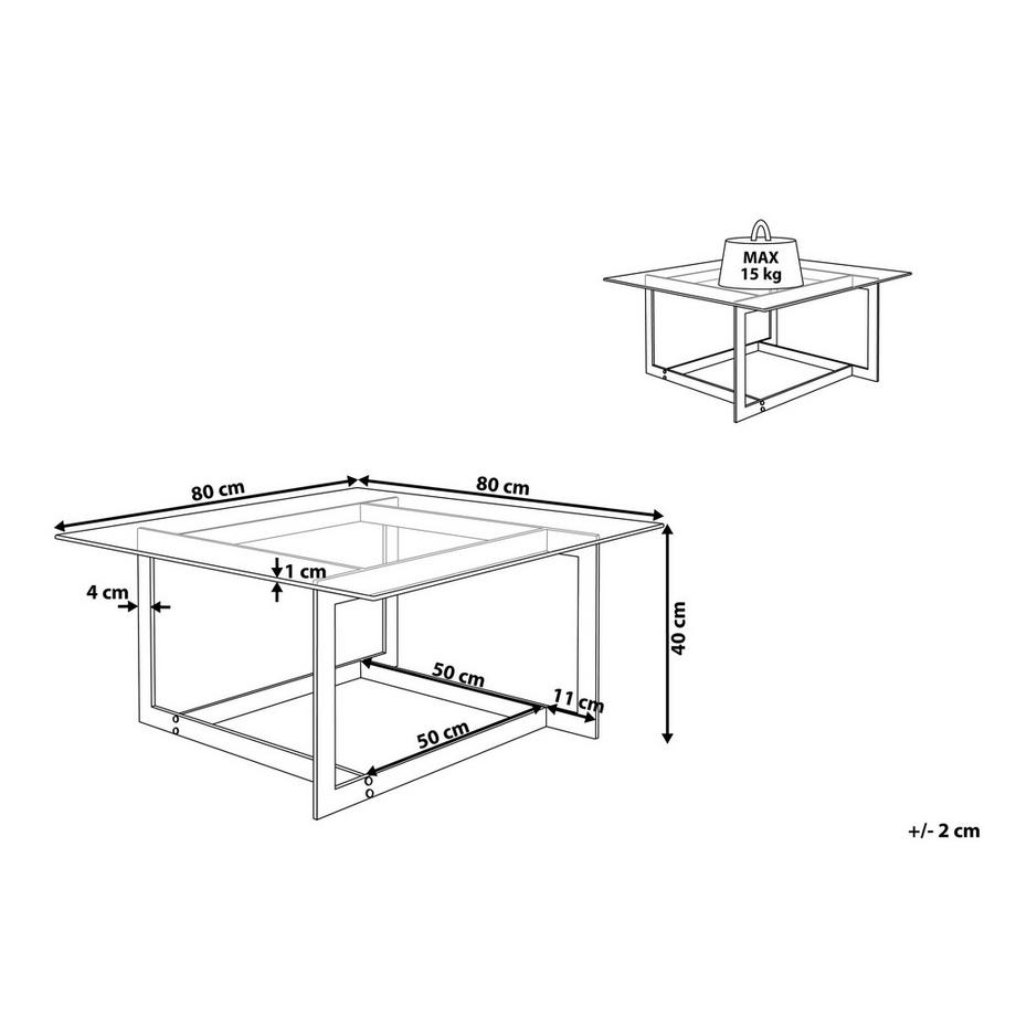 Beliani Couchtisch aus Sicherheitsglas  CRYSTAL  
