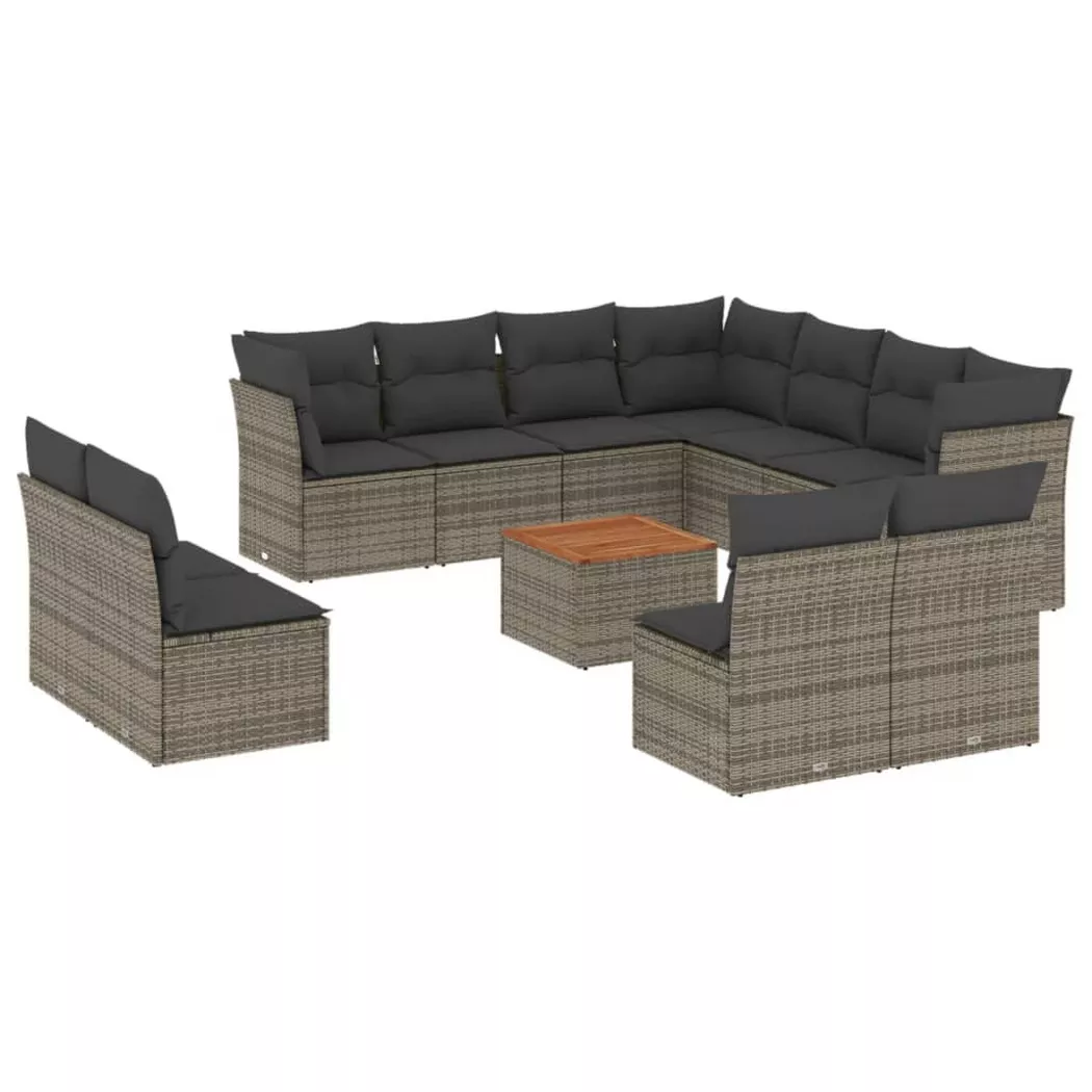 VidaXL - set divano da giardino Polirattan, One Size, Grigio