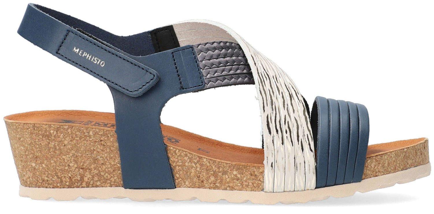 Image of Renza - Leder Sandale Damen Blau 35