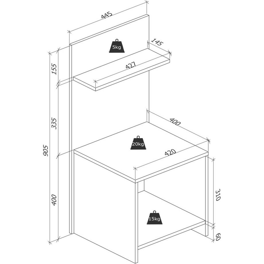 VCM Hoher Nachttisch Nachtschrank Malisa  
