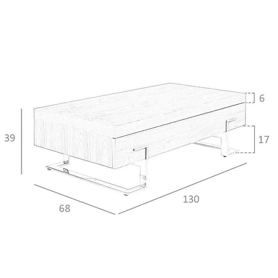 ANGEL CERDA Tavolino rettangolare in noce e acciaio cromato  