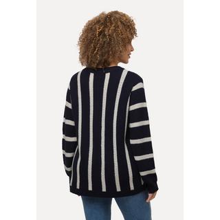 Ulla Popken  Pull oversize à col rond et manches longues, larges rayures 