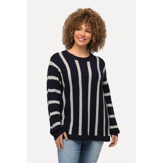 Ulla Popken  Pull oversize à col rond et manches longues, larges rayures 