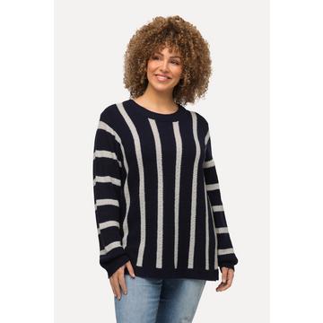 Pull oversize à col rond et manches longues, larges rayures