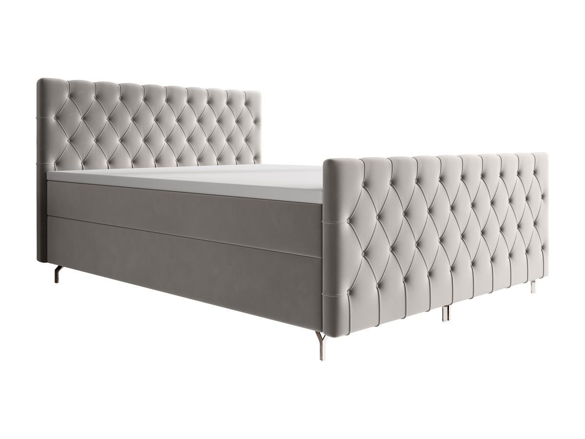 Ysmée Set letto Testata trapun. + Rete doghe con vano + Materasso + Topper 180x200cm Velluto Grigio - ONOGO di YSMÉE  