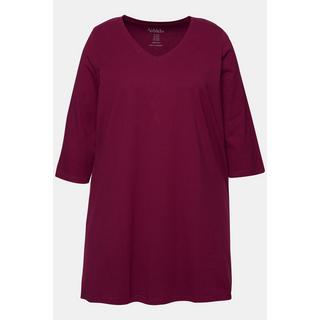 Ulla Popken  T-shirt long, silhouette en A, col V, manches 3/4 