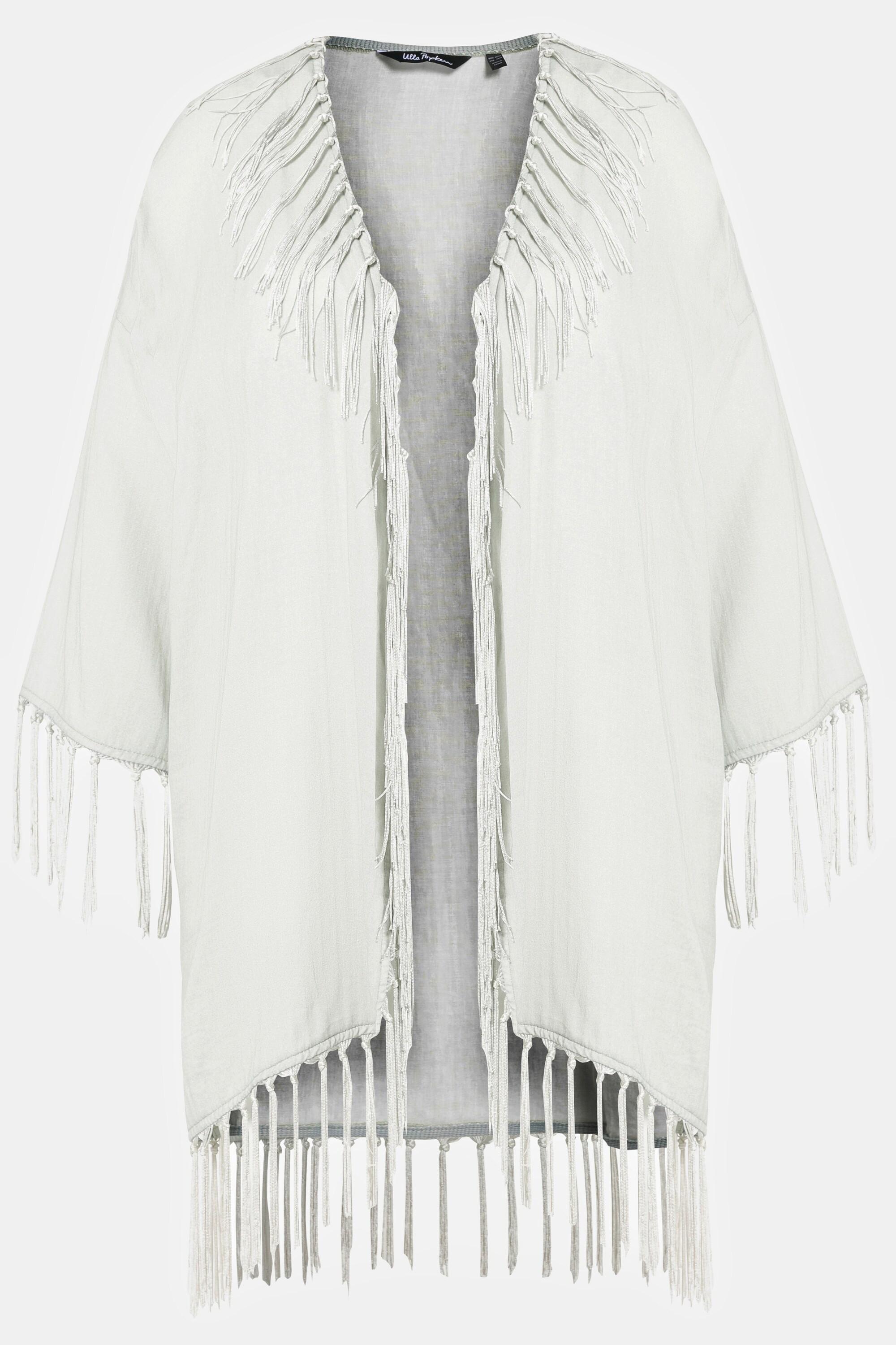 Ulla Popken  Kimono a blusa dal taglio oversize con frange e maniche a 3/4 