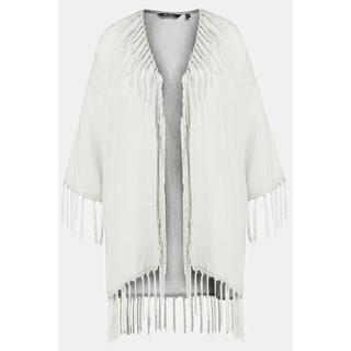 Ulla Popken  Kimono a blusa dal taglio oversize con frange e maniche a 3/4 