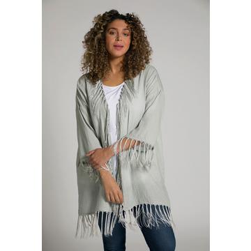 Blouse kimono, franges, oversize, manches 3/4