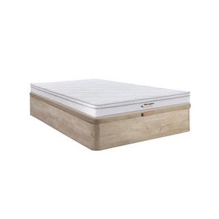 Vente-unique Ensemble 160 x 200 cm sommier coffre naturel clair + matelas ressorts 3 zones et mémoire de forme ép.20cm - WOLKENTANZ de MORGENGOLD  