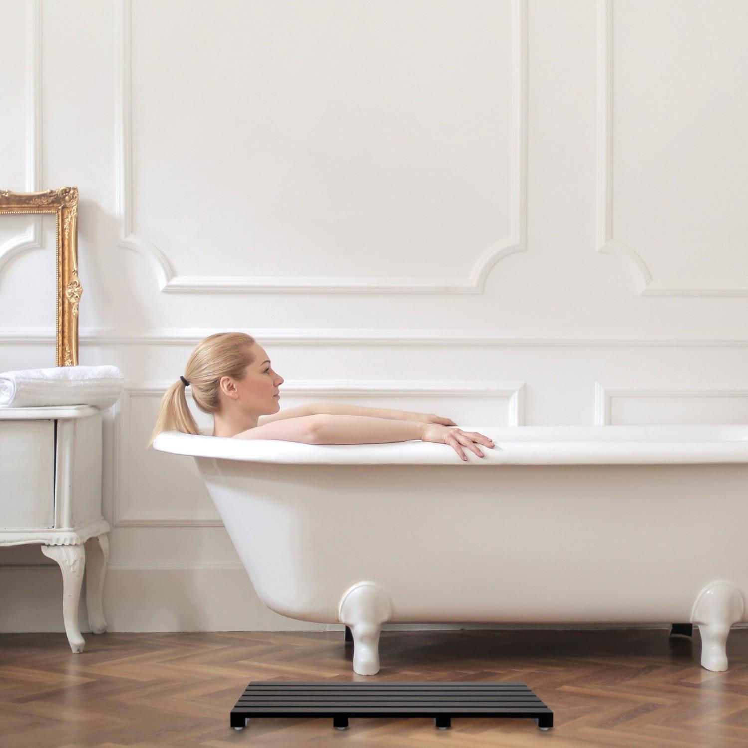 Northix Schwarze Badematte aus Bambus  