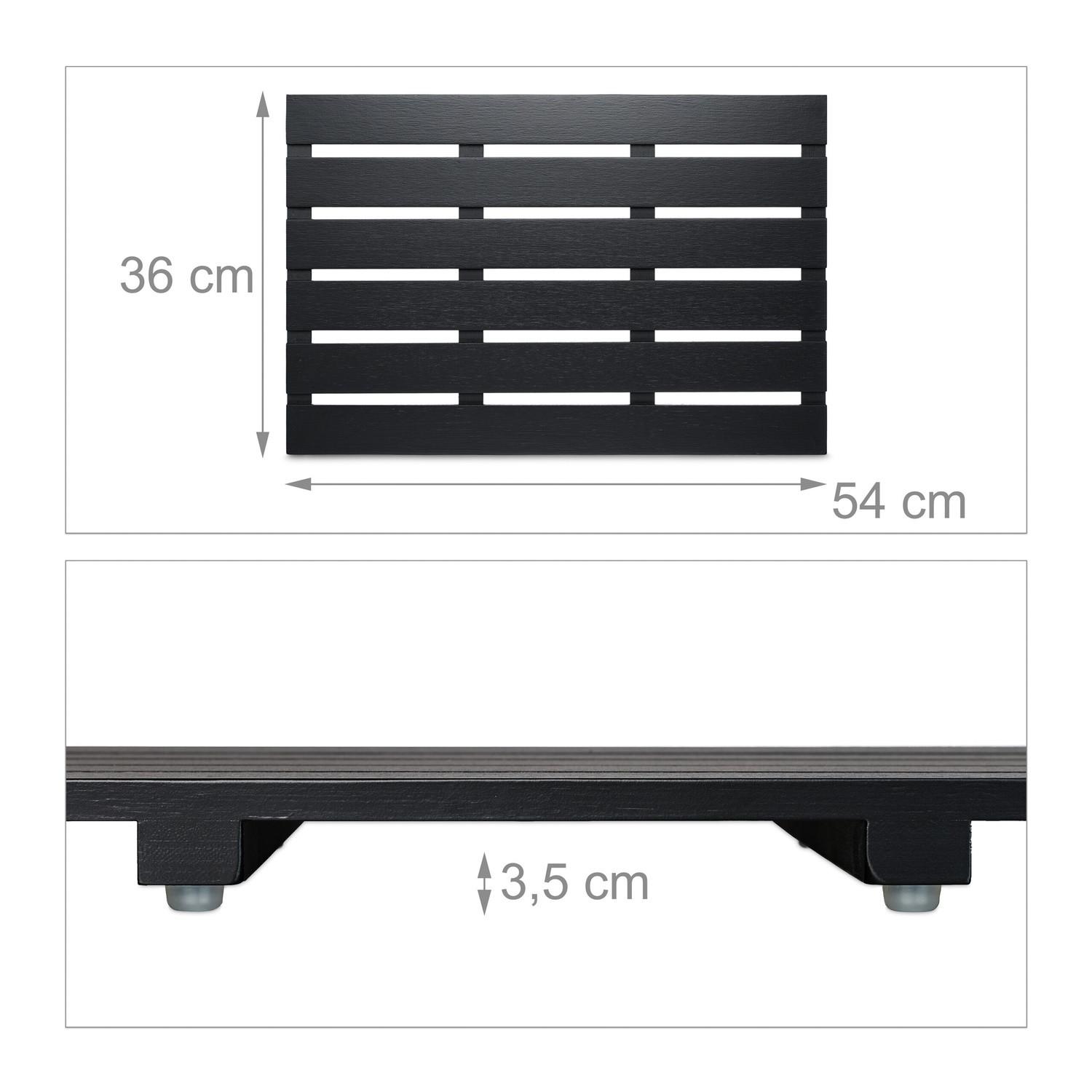 Northix Schwarze Badematte aus Bambus  