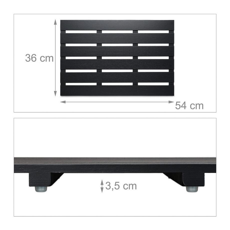 Northix Schwarze Badematte aus Bambus  