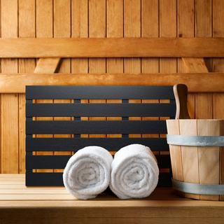 Northix Schwarze Badematte aus Bambus  
