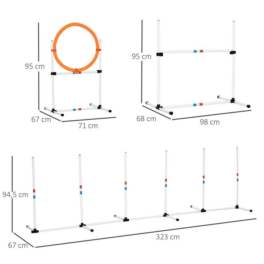 Northio  3-Tlg. Hunde Agility Set Training Für Haustiere Hundetrainigsset Inklusive Tasche Leicht Zu Tragen Kunststoff Weiß+Gelb 