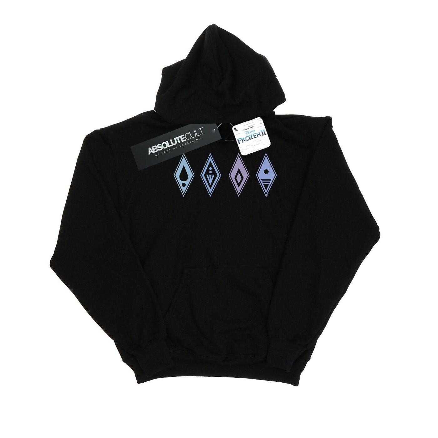 Image of Frozen 2 Elements Symbols Kapuzenpullover Unisex Schwarz 104