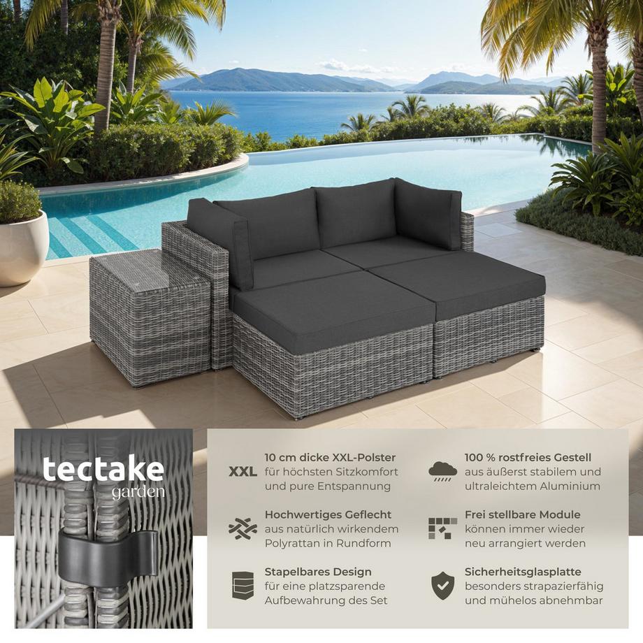 Tectake Set lounge in rattan  San Domino con telaio in alluminio  