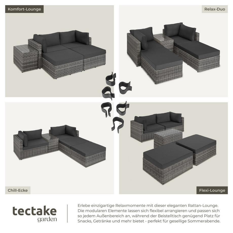 Tectake Set lounge in rattan  San Domino con telaio in alluminio  