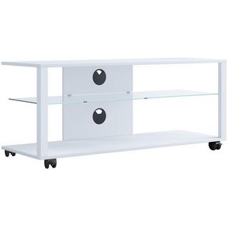 VCM Holz TV Lowboard Rollen Fernsehschrank mobil Rack Konsole Möbel Fernsehtisch Fernseh Phono Glas Folas XL  