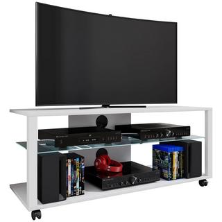 VCM Bois TV Lowboard Roulettes Armoire TV mobile Rack Console Meubles Table TV Phono Verre Folas XL  