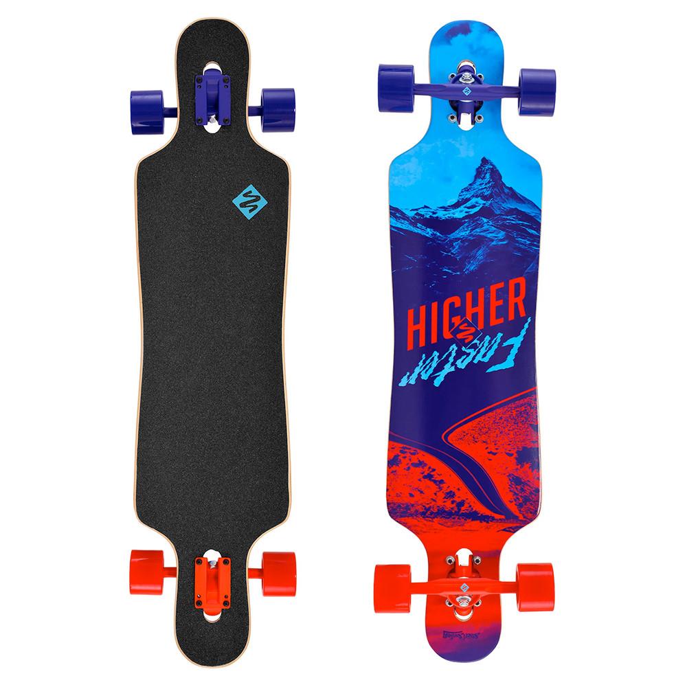 Image of Longboard Drop Through Freeride 39 Curve Higher Faster Unisex Blau ONE SIZE