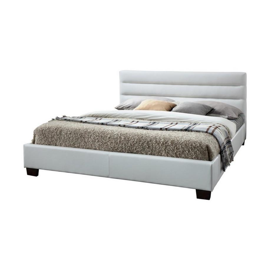 Vente-unique Letto 140 x 190 cm Similpelle Bianco + Materasso - FAUSTIN  
