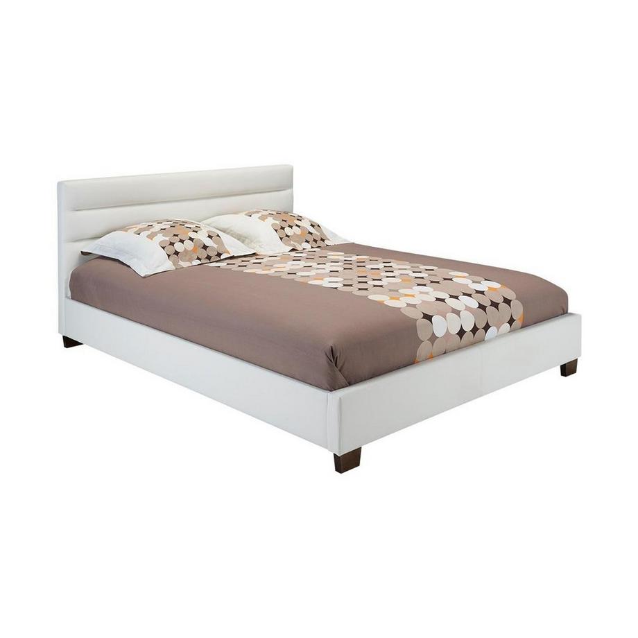 Vente-unique Letto 140 x 190 cm Similpelle Bianco + Materasso - FAUSTIN  