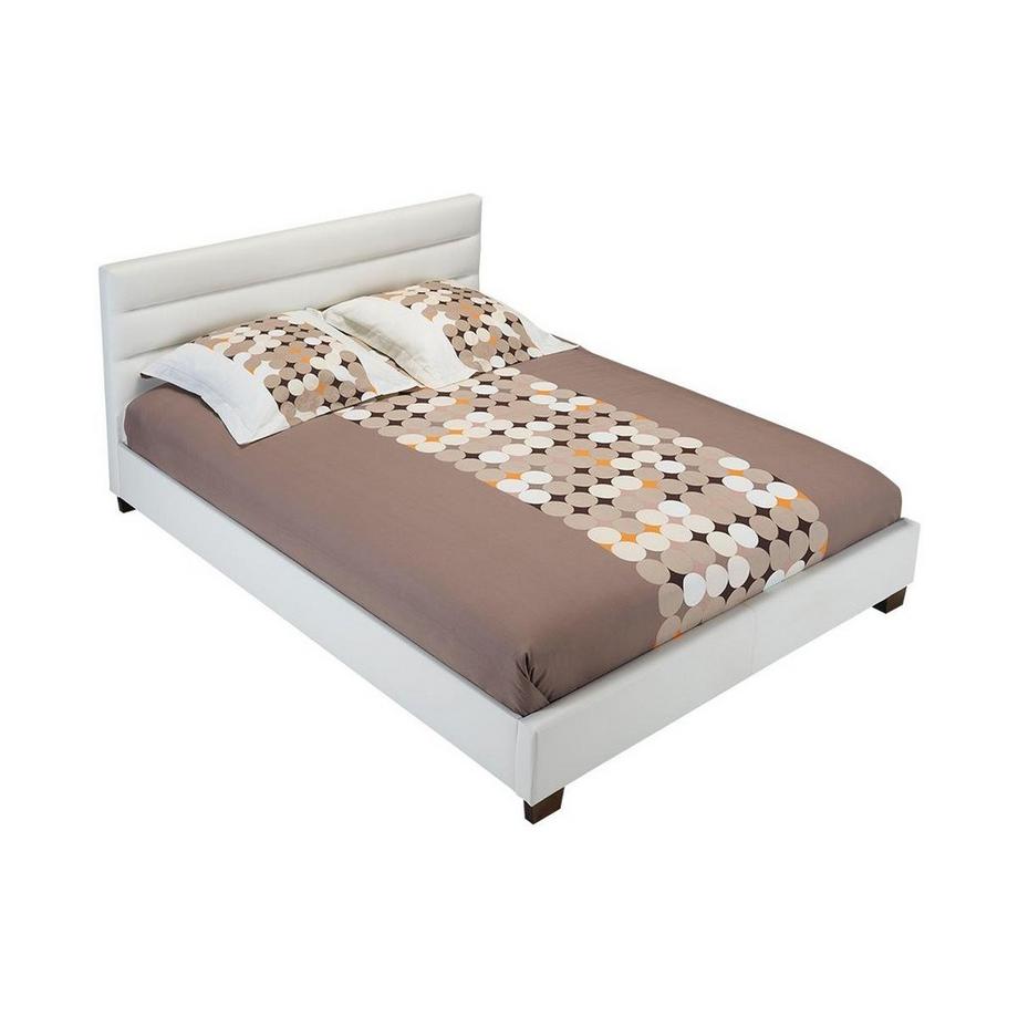 Vente-unique Letto 140 x 190 cm Similpelle Bianco + Materasso - FAUSTIN  