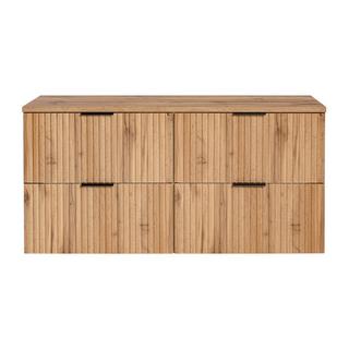 Vente-unique Meuble sous vasque suspendu strié avec planche - Naturel clair - L120 cm - ZEVARA  