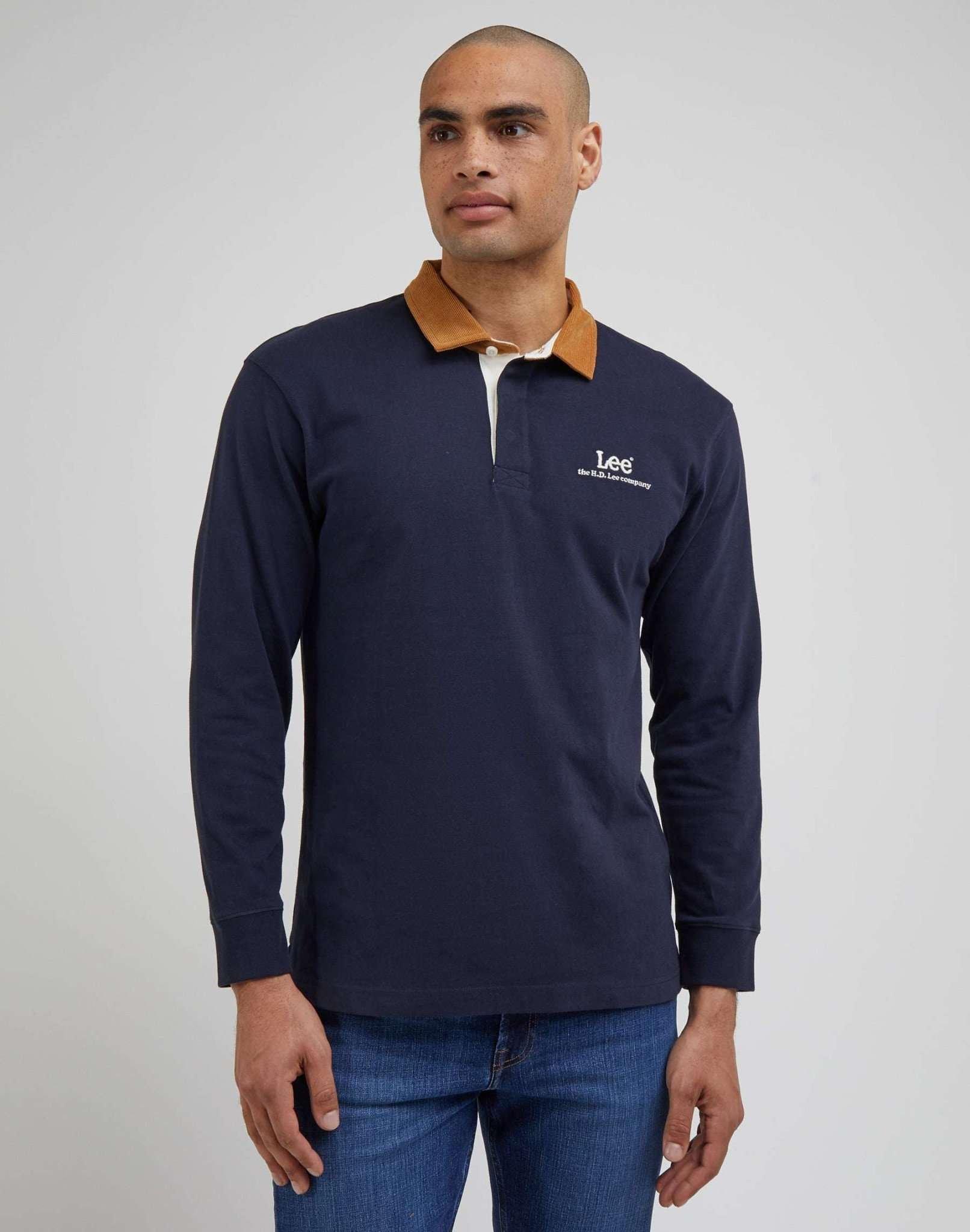Image of Pullover Ls Contrast Collar Polo Unisex Blau XL