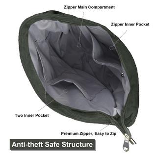 Only-bags.store Sac à Bandoulière en Velours Côtelé avec Fermeture Éclair Grand Sac Cabas  