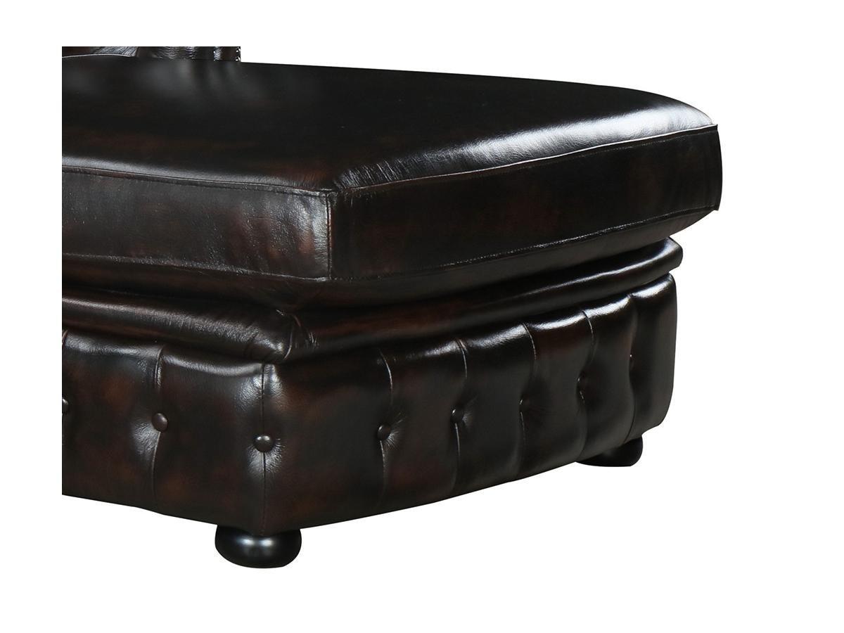 Vente-unique Chesterfield Ecksofa Büffelleder Ecke Links braun BRENTON  