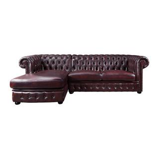 Vente-unique Chesterfield Ecksofa Büffelleder Ecke Links braun BRENTON  