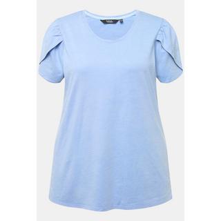 Ulla Popken  T-shirt dal taglio svasato con tintura a freddo, scollo rotondo e mezze maniche 