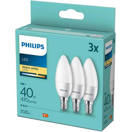 PHILIPS Pack de 3 LED E14 Krone 5W (40W) Givre 470lm  