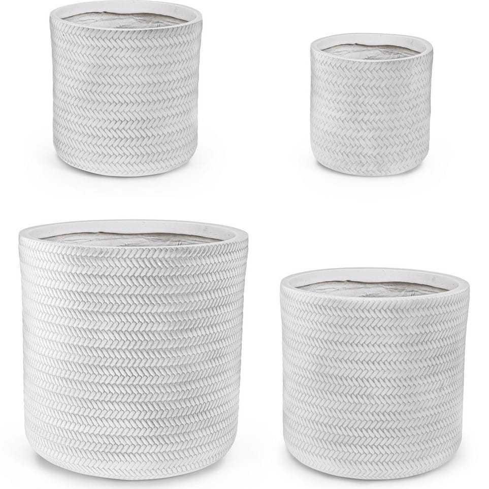 mutoni Jardinière Tressage blanc (lot de 4)  