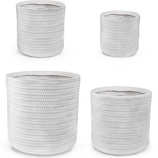 mutoni Jardinière Tressage blanc (lot de 4)  